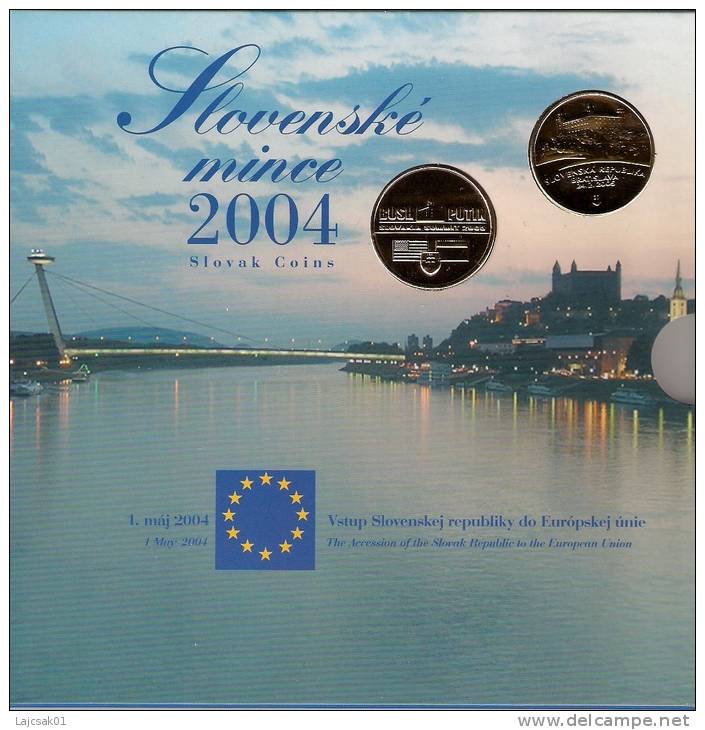 Slovakia 2004 Mint Set Coin Set Bush Putin Summit Bratislava 2005 With Gold Plated Token - Slovakia