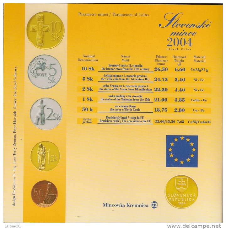 Slovakia 2004 Mint Set Coin Set Bush Putin Summit Bratislava 2005 With Gold Plated Token - Slovakia