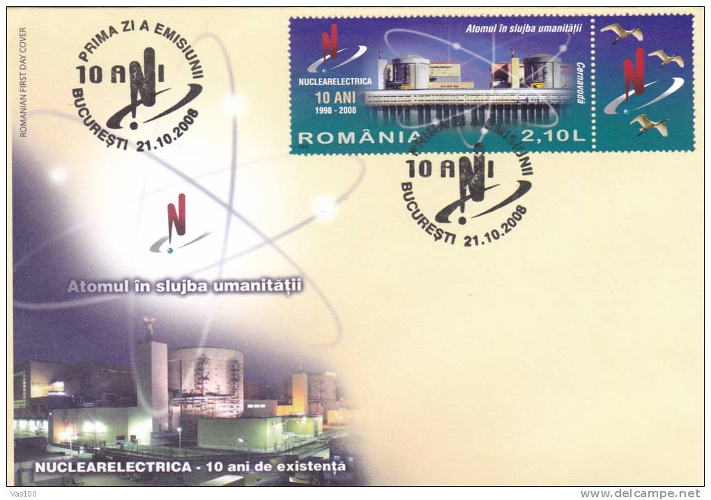 NUCLEARELECTRICA, ATOM IN SERVICE OF HUMANITY, 2008, COVER FDC, ROMANIA. - Atom