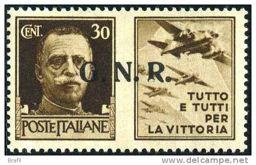1944 Italia, Propaganda Di Guerra 30 Cent. Con "R" Difettosa Nuovo (*) - Propagande De Guerre