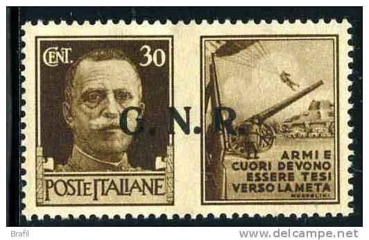 1944 Italia, Propaganda Di Guerra 30 Cent. Con "R" Difettosa Nuovo (*) - Kriegspropaganda