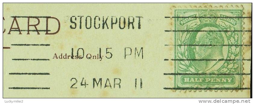 "Edgeley Road, Stockport",   A  Photo-postcard,  Posted 1911 (3 Line "STOCKPORT" Pmk With 6 Straight Lines). - Other & Unclassified