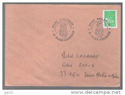 France - Lettre Point Philatélie Dijon Grangier CAD 6-03-1998 / TP 3100 Roulette Seul Marianne Du 14 Juillet - Coil Stamps