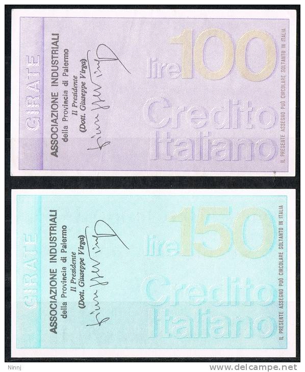 Italia Coppia Miniassegni FDS Credito Italiano £. 100 E £. 150 - 18.3.76 (doppia Scansione) - [10] Chèques