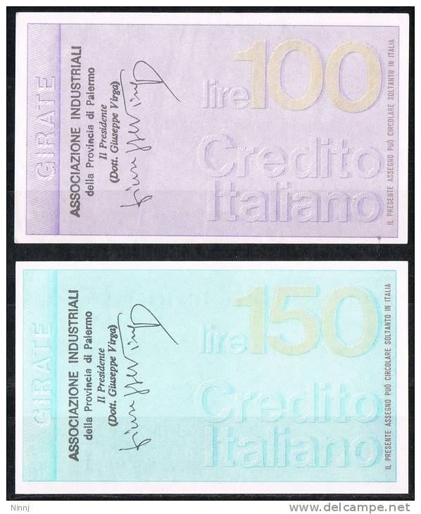 Italia Coppia Miniassegni FDS Credito Italiano £. 100 E £. 150 - 18.3.76 (doppia Scansione) - [10] Checks And Mini-checks