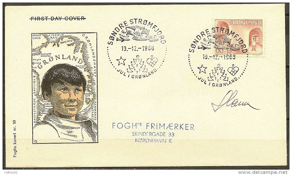 Czeslaw Slania. Greenland 1968. Greenlandic  Child Wellfare. Michel 70 FDC. Signed. - FDC