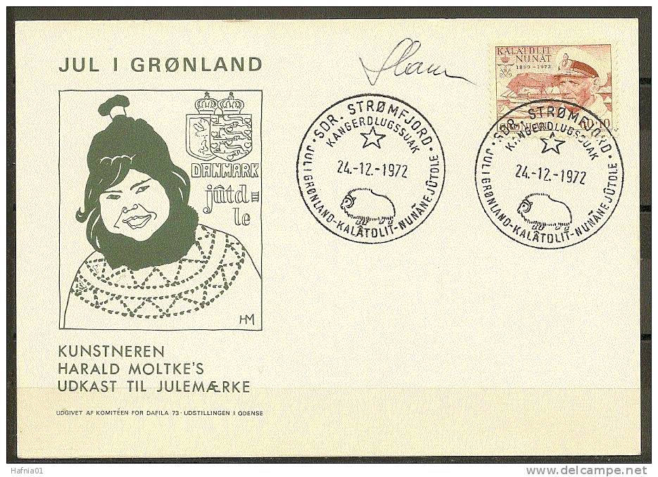 Czeslaw Slania. Greenland 1972. King Frederik IX. Michel 81 Card.  Signed. - FDC