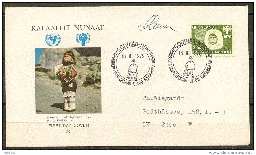 Greenland 1979. Int. Children Year. Michel 118 FDC.  Signed. - FDC