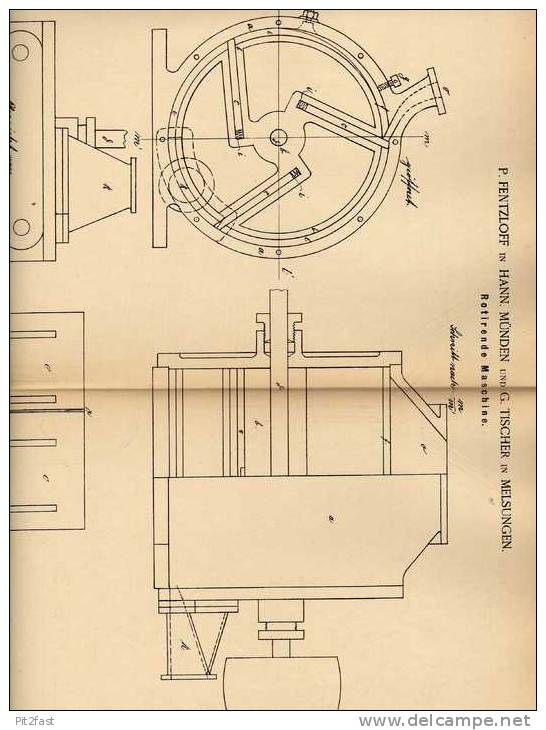 Original Patentschrift - G. Tischer In Hann. Münden Und Melsungen , 1886 , Rotierende Maschine , Dampfmaschine !!! - Máquinas