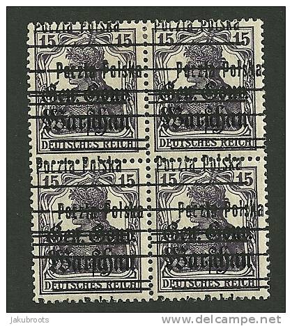 1918 GERMANIA 15 F. STAMPS  WITH  TWO  ERROR OVERPRINT  "  Poczta  Polska  "   & - Neufs