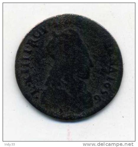 - FRANCE LOUIS XIV . LIARD DE FRANCE 1656 . ATELIER D   . - 1643-1715 Luis XIV El Rey Sol