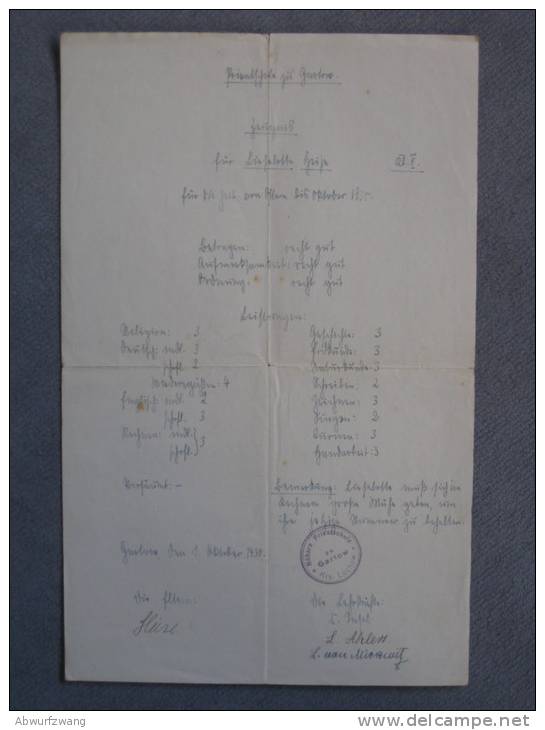 Zeugnis Schulzeugnis Privatschule Gartow Kreis Lüchow Von 1930 - Diploma & School Reports