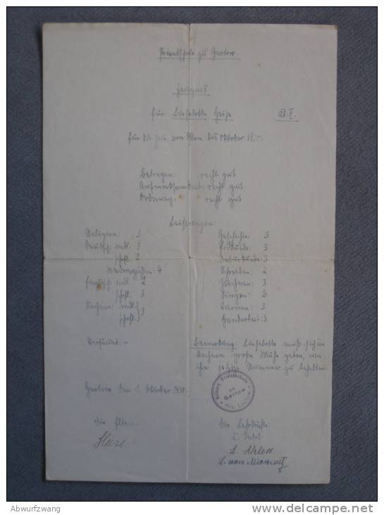 Zeugnis Schulzeugnis Privatschule Gartow Kreis Lüchow Von 1930 - Diplomas Y Calificaciones Escolares