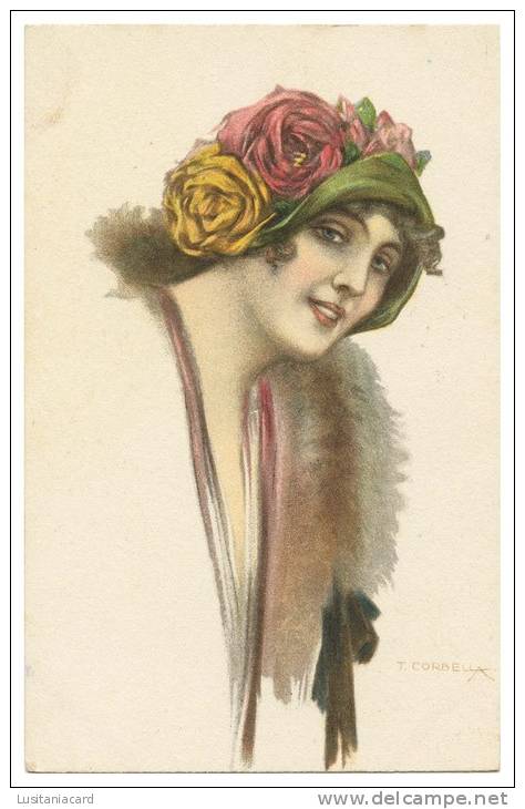 ITALY - ILLUSTRATEURS - «T. Corbella»-Femme Chapeau Avec Roses De Corbella (Nº 118-3)carte Postale - Corbella, T.