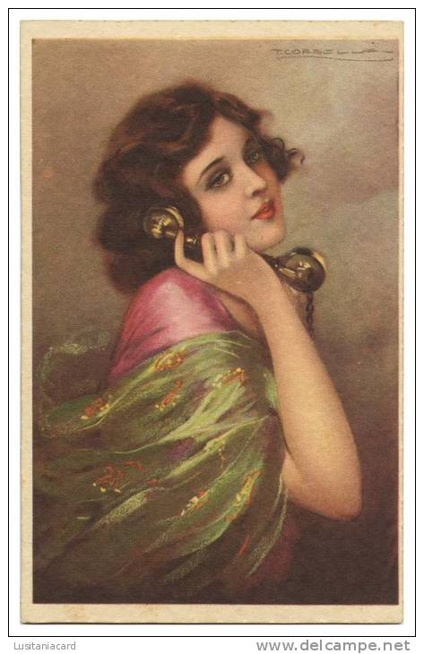 ITALY - ILLUSTRATEURS - «T. Corbella»-Femme Au Théléphone Par Corbella Carte Postale - Corbella, T.