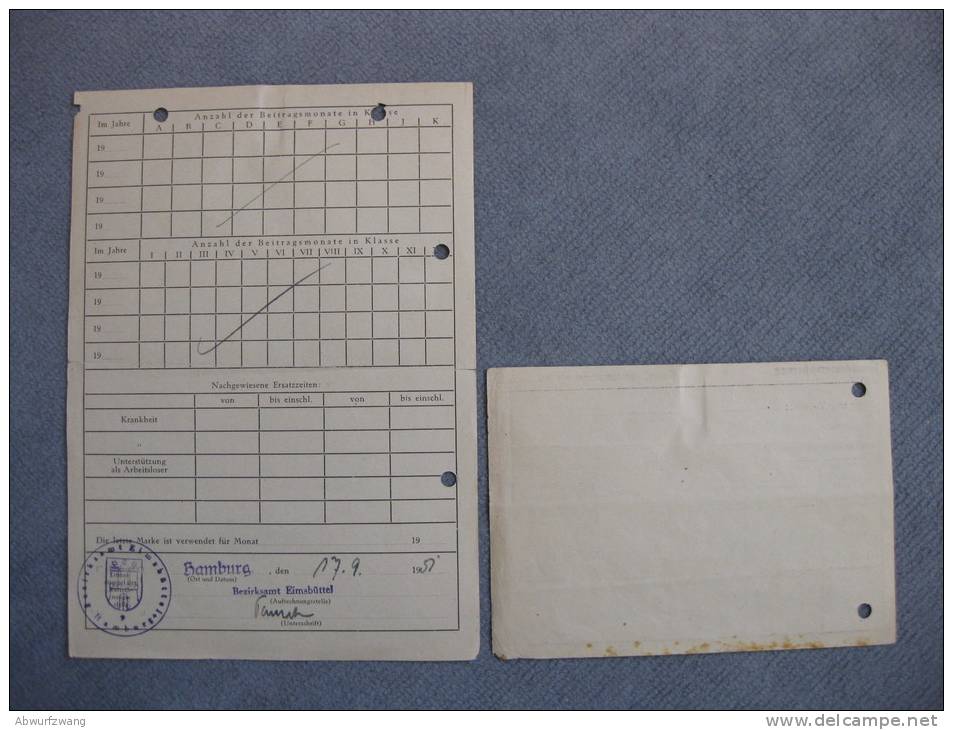 Dokument Beleg Hamburg 1951 Aufrechnungsbescheinigung Angestelltenversicherung - Diploma's En Schoolrapporten