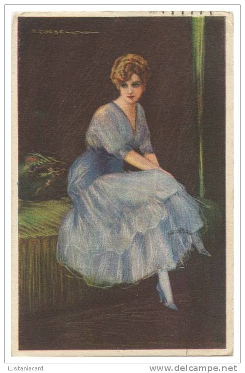 ITALY - ILLUSTRATEURS - «T. Corbella»-Femme En Robe Blueu Par Corbella (Nº 160-1) Carte Postale - Corbella, T.