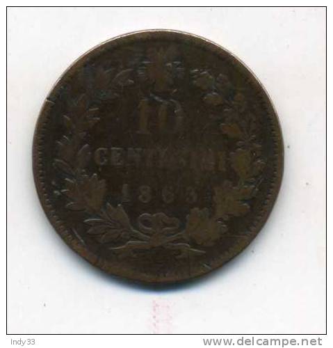 - ITALIE 1863 . 10C. . - 1861-1878 : Victor Emmanuel II