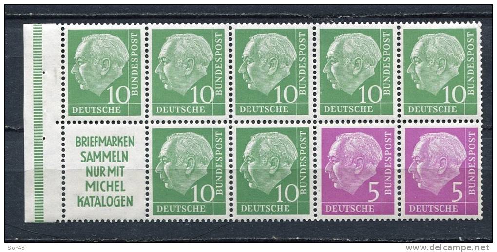 Germany 1955 Booklet Pane Mi HB4  MNH Pres. T. Heuss - Unused Stamps