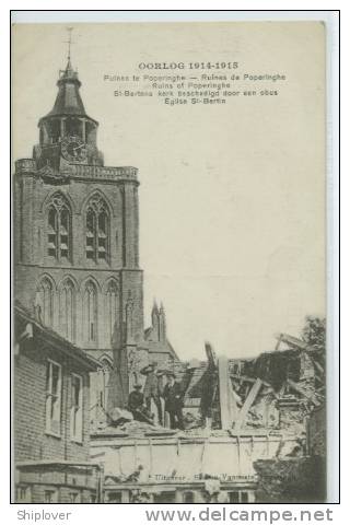 Poperinghe, Ruines Guerre 1914-1918, église Saint Bertin - CPA - Poperinge