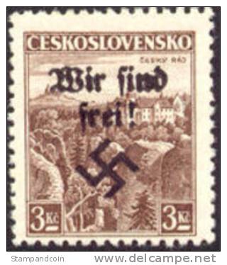 Rumburg-Sudentenland Michel #16 Mint Hinged Overprinted Czech Stamp - Occupation 1938-45