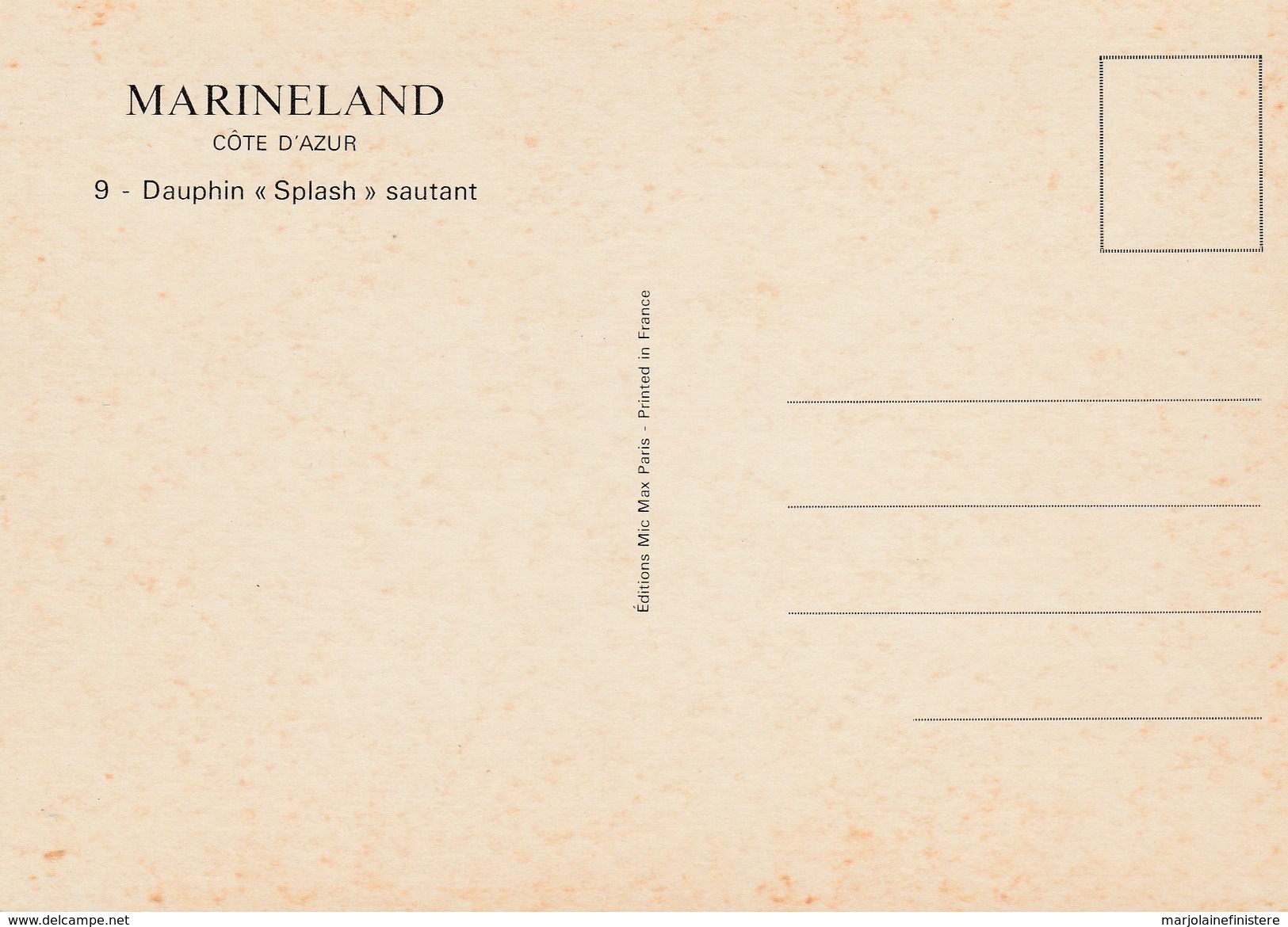 MARINELAND - Dauphin "Splash" Sautant. Ed. Mic Max N° 9 - Other & Unclassified