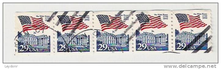 United States - Flag Over White House - Scott # 2609 - P#11 Strip Of 5 Used - Coils & Coil Singles