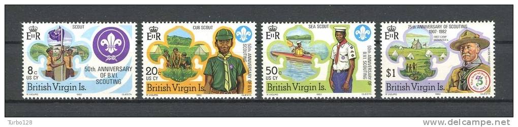 Iles VIERGES 1982   N° 444/447 ** Neufs Ier Choix. Sup.  Cote: 5,50 &euro; (Scoutisme. Drapeau. Baden-Powell) - Britse Maagdeneilanden