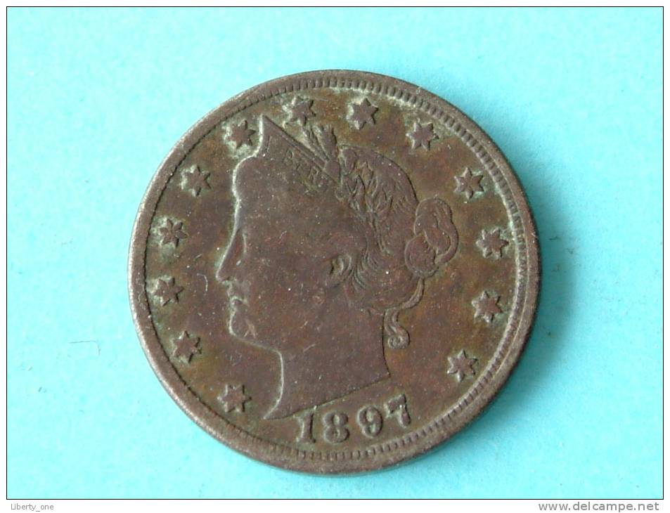1897 Nickel - V Cents Below / KM 112 ( Uncleaned - For Grade, Please See Photo ) ! - 1883-1913: Liberty (Libertà)