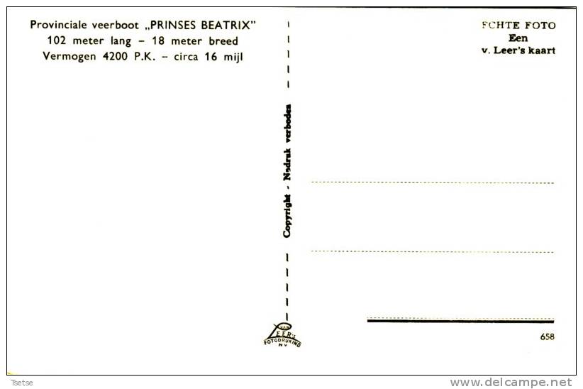 Provinciale Veerboot " Prinses Beatrix "  - 2 - ( Verso Zien ) - Vlissingen