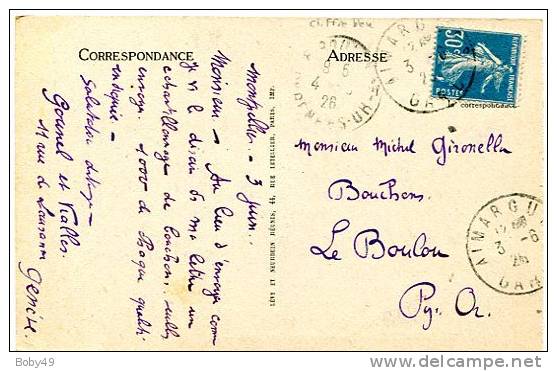 GARD De AIGUES MORTES Les Remparts   Circulée 1926    Scan Recto Verso - Aigues-Vives