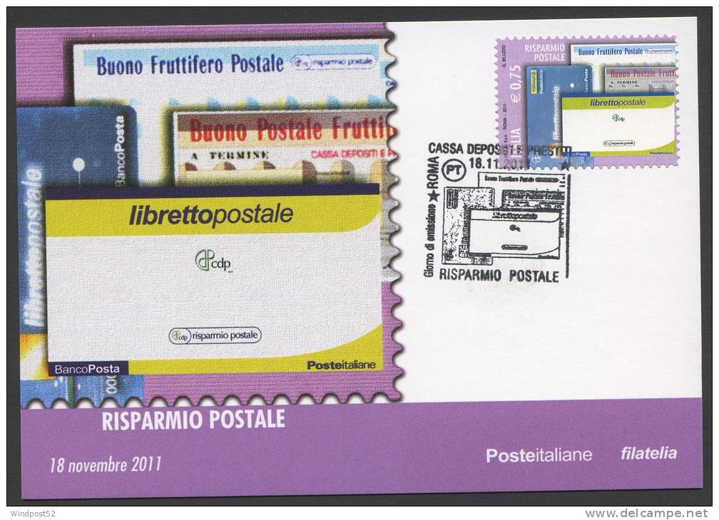 ITALIA CARTOLINA MAXIMUM 2011 - RISPARMIO POSTALE - 677 - Maximumkaarten