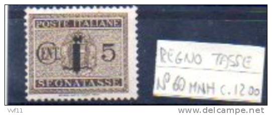 ITALIA REGNO GNR  SEGNATASSE  N° 60 MNH NUOVO - Paquetes Postales