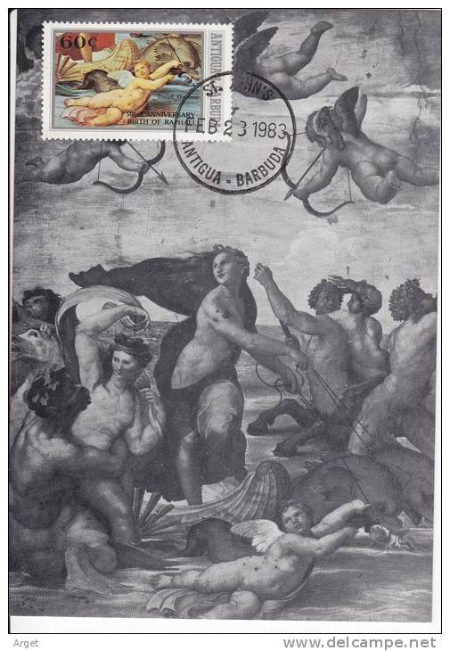 Carte-Maximum ANTIGUA N°Yvert  687 (RAPHAEL - Triomphe De Galatée) Obl Sp 1983, éd A.L.M - Desnudos