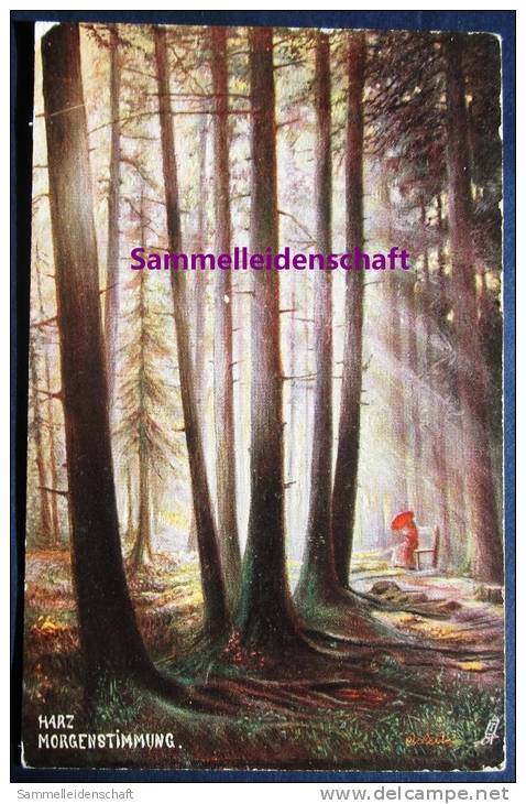 Ansichtskarte Postkarte Deutsches Reich Harz Morgenstimmung Im Wald Künstlerkarte Gelaufen 1906. - Arbres