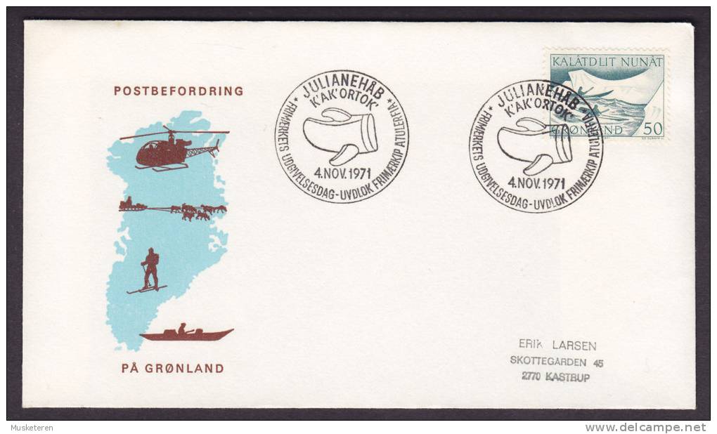 Greenland 1971 FDC Cover Postbeförderung In Grönland Mit Kajak (Cz. Slania) - FDC