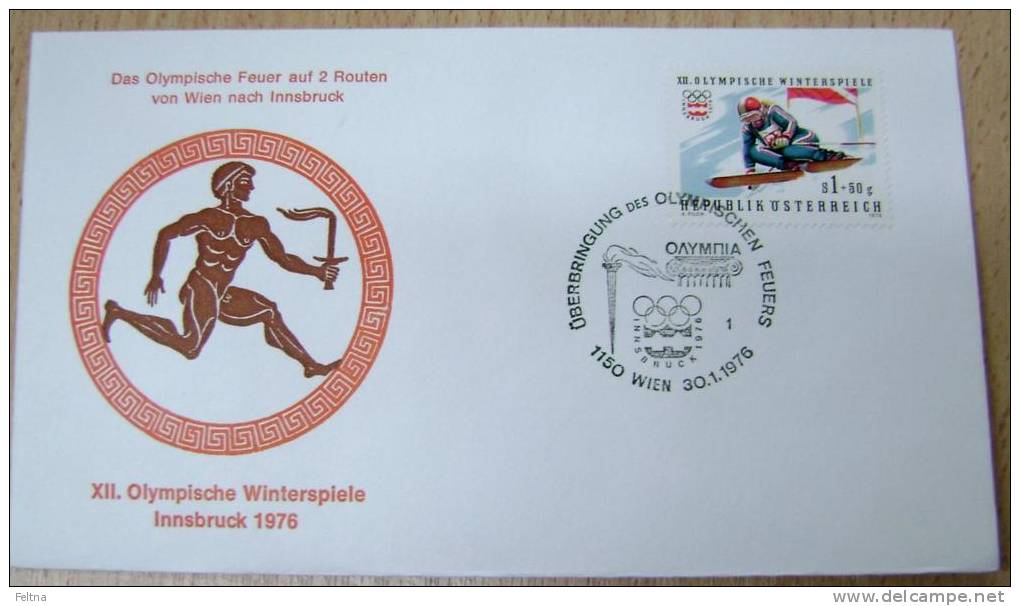 1976 AUSTRIA COVER WINTER OLYMPIC GAMES INNSBRUCK WAY OF OLYMPIC FLAME VIENNA - Hiver 1976: Innsbruck