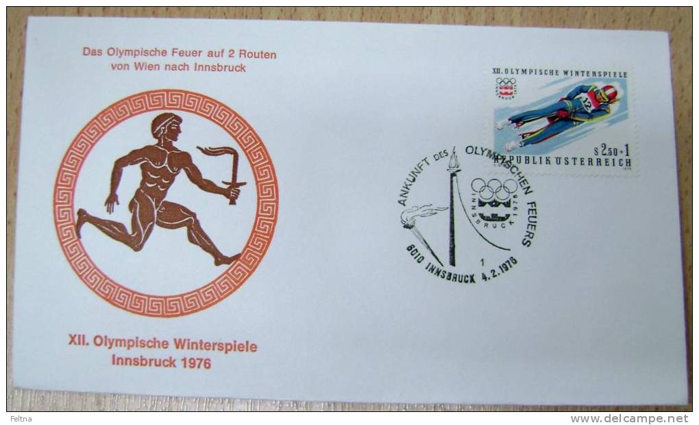 1976 AUSTRIA COVER WINTER OLYMPIC GAMES INNSBRUCK WAY OF OLYMPIC FLAME INNSBRUCK - Hiver 1976: Innsbruck