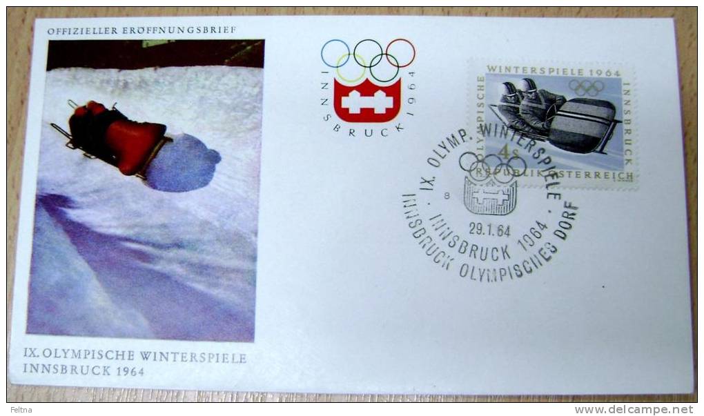 1964 AUSTRIA COVER WINTER OLYMPIC GAMES INNSBRUCK OLYMPIC VILLAGE CANCELATION - Winter 1964: Innsbruck