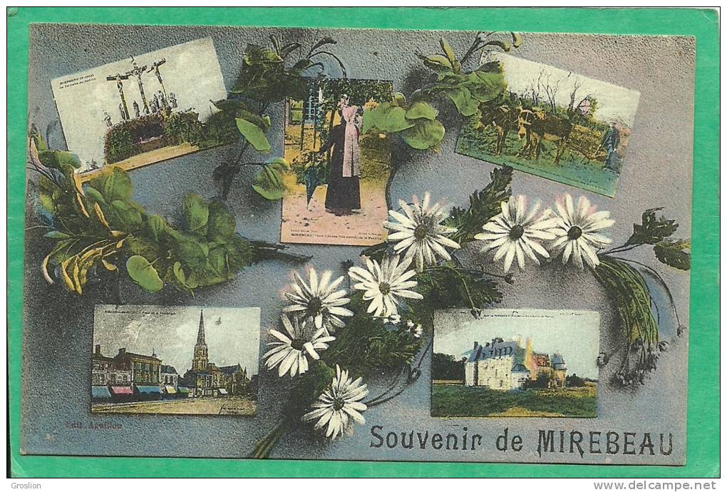 SOUVENIR DE MIREBEAU   ( 5 VUES  - ATTELAGE ANES) - Mirebeau