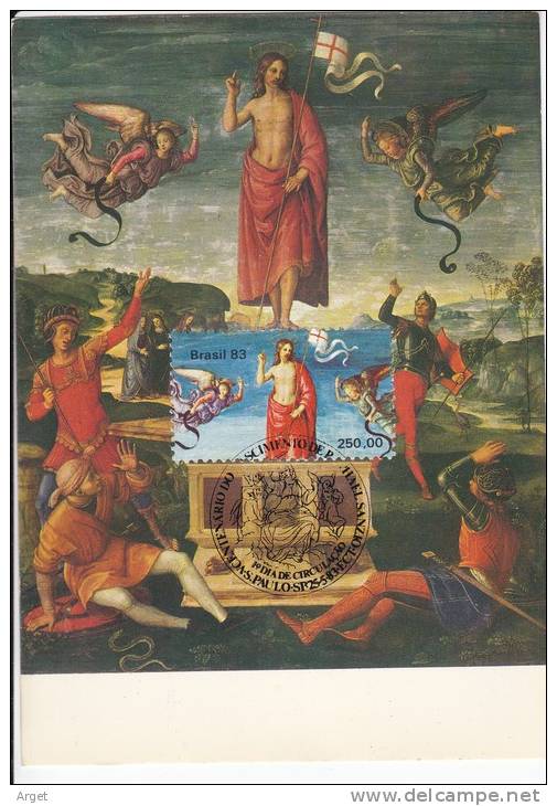 Carte-Maximum BRESIL  N°Yvert  Bloc 53 (RAPHAEL -  Résurrection Du Christ) Obl Sp Ill 1er Jour 1983 - Religion