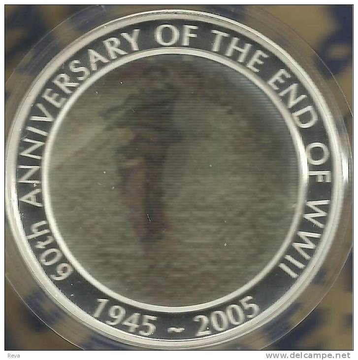 AUSTRALIA $1 END OF WWII 60 YEARS DANCING MAN 2005 COLOURED 3-D QEII BACK SILVER 1Oz PROOF READ DESCRIPTION CAREFULLY!! - Otros & Sin Clasificación