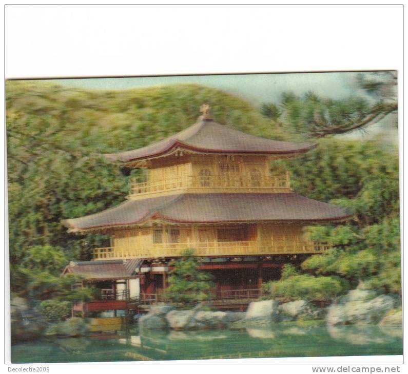 BC61516 Kinkakuji Temple Kyoto 3D Cartes Steroscopiques Good Shape Back Scan At Request - Estereoscópicas