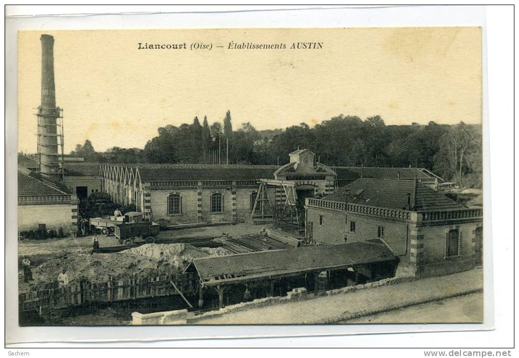 60 LIANCOURT Carte Rare Ouvriers Travaux Cour Usine ETS AUSTIN écrite De Liancourt En 1921     /D6-2012 - Liancourt