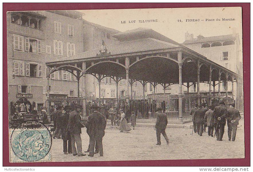 46 - FIGEAC - Place Du Marché (commerces DELMOULY CAPUS DESPEYROUX) - Figeac