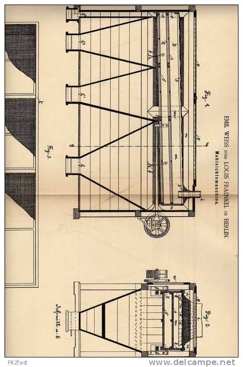 Original Patentschrift -  Mehlmaschine , Bäckerei , 1886 , E. Weiss In Berlin !!! - Macchine