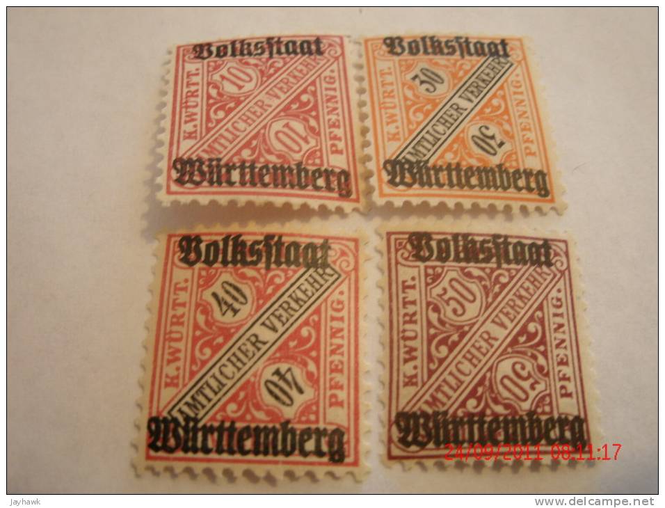 WURTTEMBURG, SCOTT# O45NG,O47OGH,O154OG,O158OG,O160OG,&O161OG, ALL MINT - Neufs