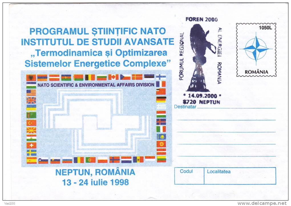 EOLIAN ENERGY, 2000, COVER STATIONERY, ENTIER POSTAL, OBLITERATION CONCORDANTE, ROMANIA - Elektriciteit