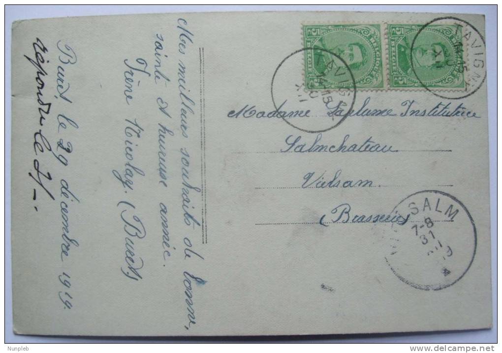 BELGIUM 1919 POSTCARD TAVIGNY LUXEMBOURG TO VIELSALM LUXEMBOURG - Briefe U. Dokumente