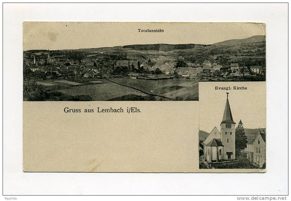 1913 Alte  S/W Postkarte Gruss Aus Lembach Elsass - Elsass